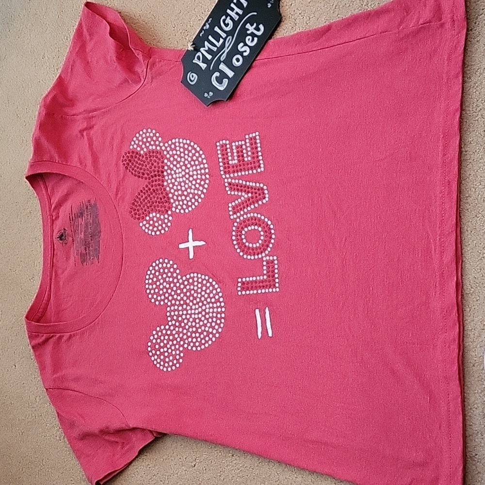 Disney Store Graphic T-Shirt XL Pink Short Sleeve Mickey Minnie Love